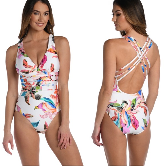 La Blanca Other - La Blanca Paradise City Tummy Control Multi Strap One Piece Swimsuit 12 NWT